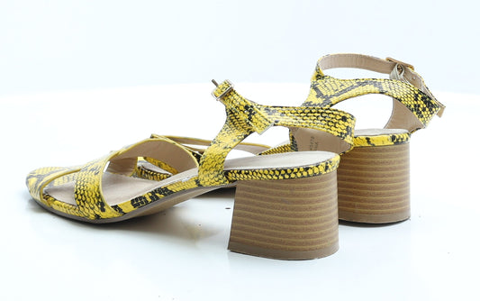 Primark Womens Yellow Animal Print Polyurethane Slingback Heel 6 EUR 39