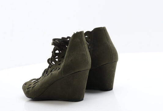 Primark Womens Green Faux Suede Strappy Heel 5 EUR 38