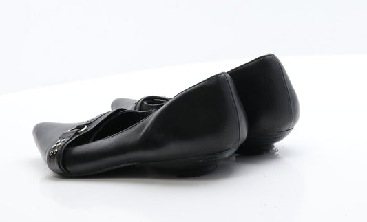George Womens Black Leather Slip On Flat 7 40