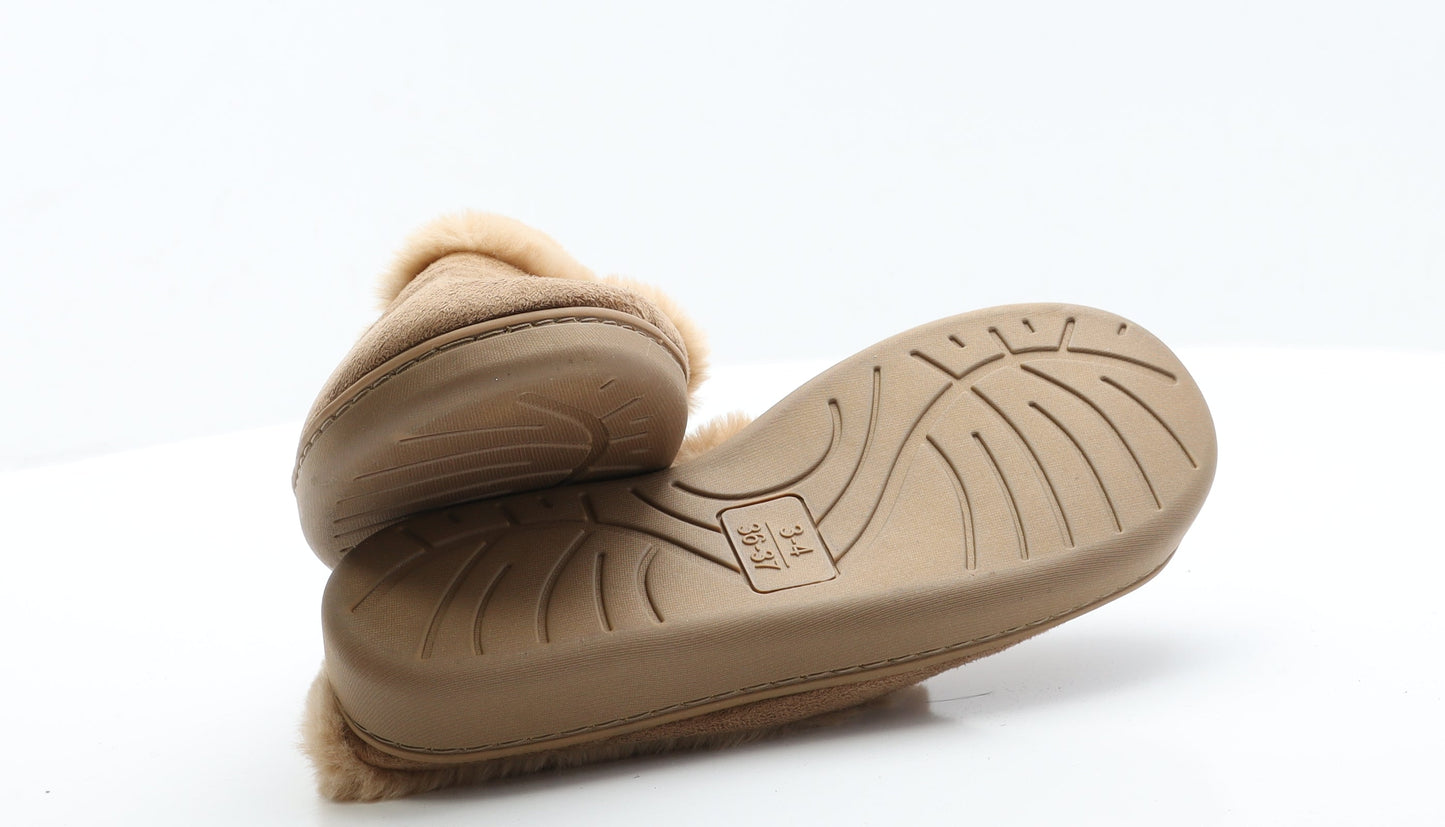 Primark Womens Brown Faux Suede Slip On Slipper 3 36 - Size 3-4