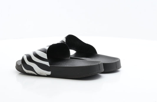 Primark Womens Black Animal Print Rubber Slider Sandal UK 5 EUR 38