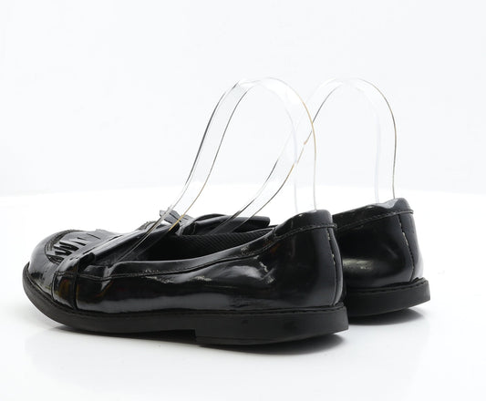 Preworn Girls Black Patent Leather Loafer Flat UK 5.5 EUR 39