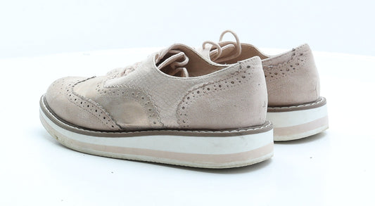 Primark Womens Pink Faux Suede Oxford Flat UK 5 38