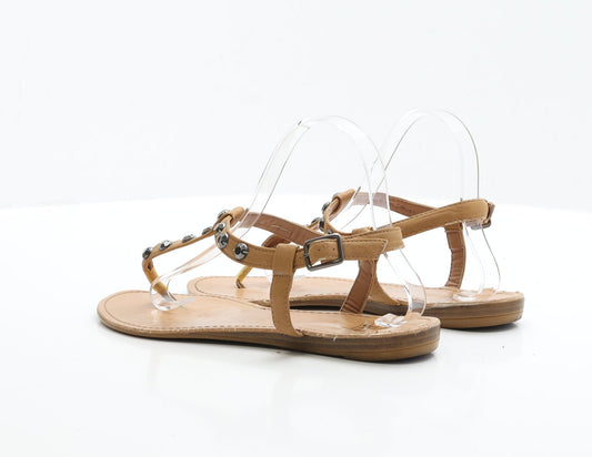 F&F Womens Brown Polyester Thong Sandal UK 8 EUR 42