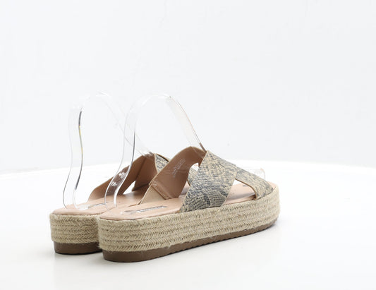 Primark Womens Brown Animal Print Polyester Slip On Sandal UK 4 37