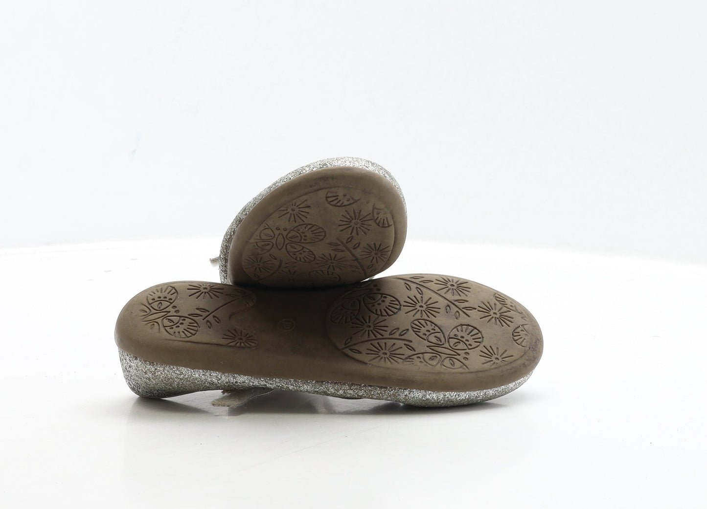 F&F Girls Silver Polyester Flat Casual UK 12 31 - Butterfly Detail