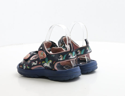 Preworn Girls Blue Polyester Slingback Sandal UK 1 33 - Unicorn Detail