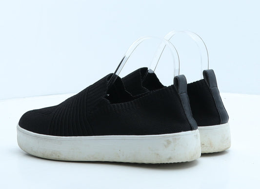 Primark Womens Black Geometric Fabric Loafer Casual UK 7