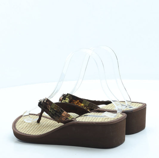 George Womens Brown Polyester Thong Sandal UK 4 37