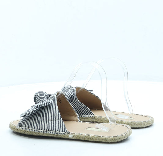 Primark Womens Blue Striped Polyester Slip On Sandal UK 5 38 US 7