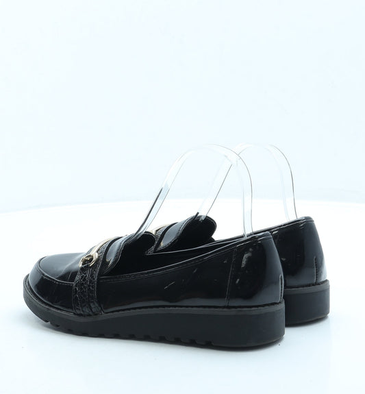 George Womens Black Leather Loafer Flat UK 4 37