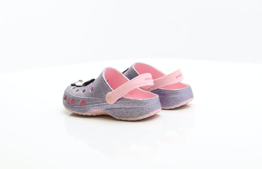 Preworn Girls Purple Rubber Clog Flat UK 10 28 - Minnie Mouse