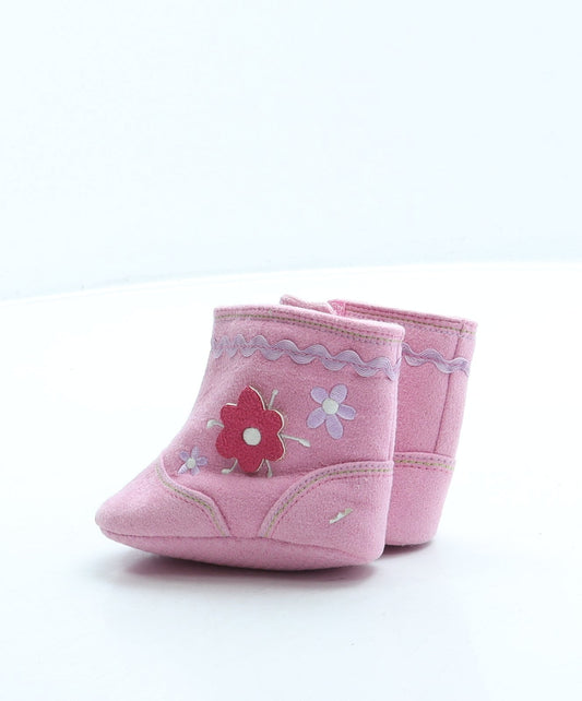 Preworn Girls Pink Polyester Shearling Style Boot UK 0-6 Months