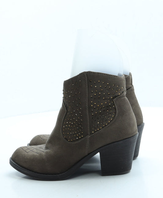 F&F Womens Brown Suede Cowboy Boot UK 3 36