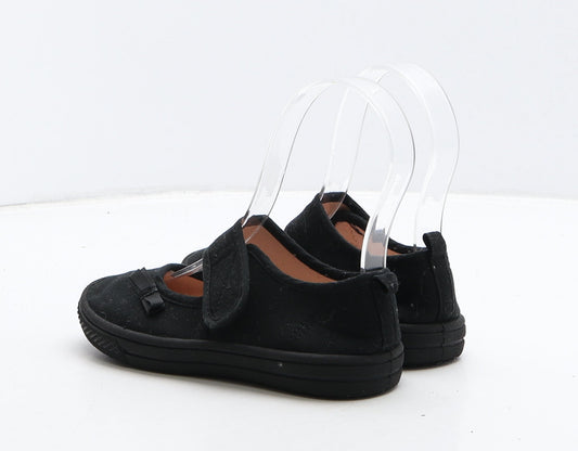 F&F Girls Black Fabric Mary Jane Flat UK 10 28