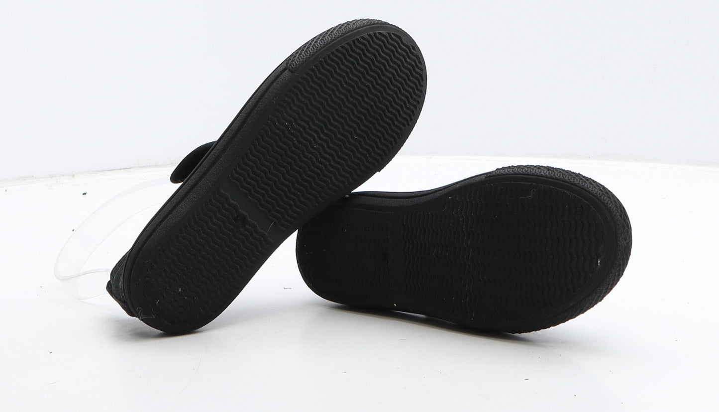 F&F Girls Black Fabric Mary Jane Flat UK 10 28