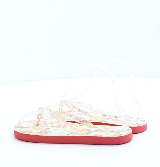 George Girls Pink Floral Rubber Thong Sandal UK 3 36