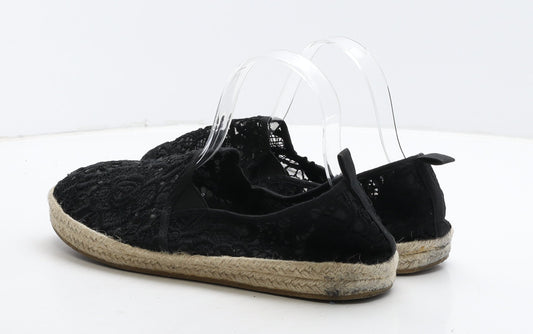 Primark Womens Black Floral Synthetic Moccasin Flat UK 8 41