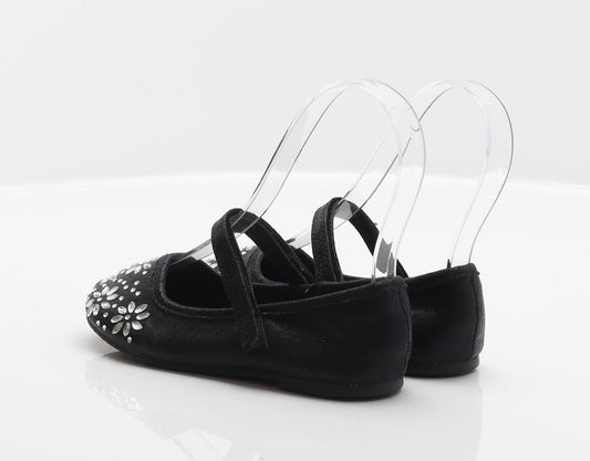 Walkright Girls Black Floral Polyester Mary Jane Flat UK 10