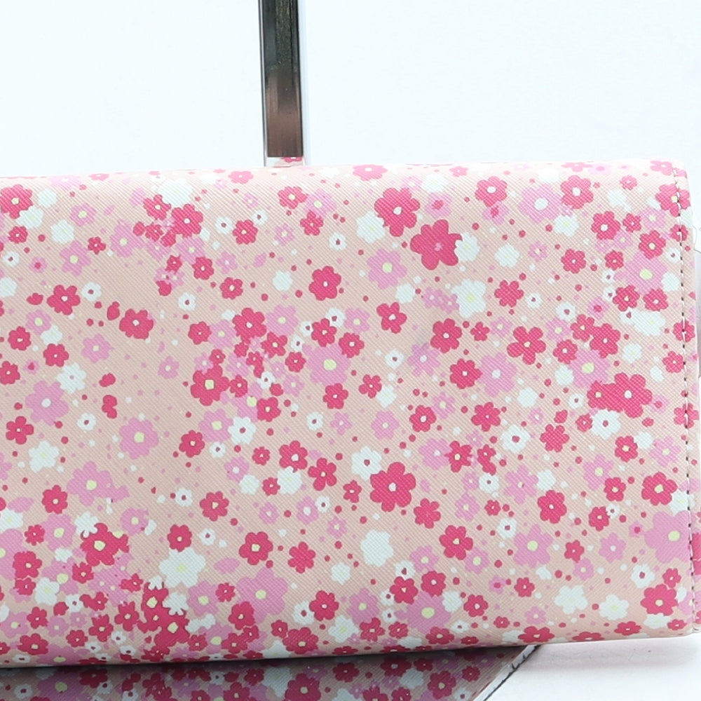 Preworn Womens Pink Floral Leather Clutch Size Small