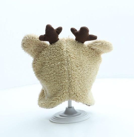 Primark Boys Brown 100% Polyester Bonnet Size XS - Reindeer design