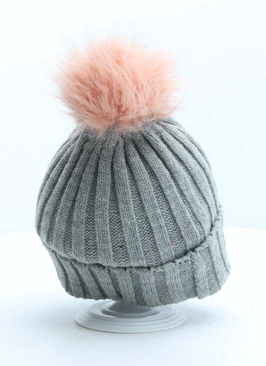 Primark Girls Grey Acrylic Bobble Hat One Size