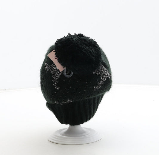 PepCo Girls Girls Black Acrylic Bobble Hat Size S - Star Detail