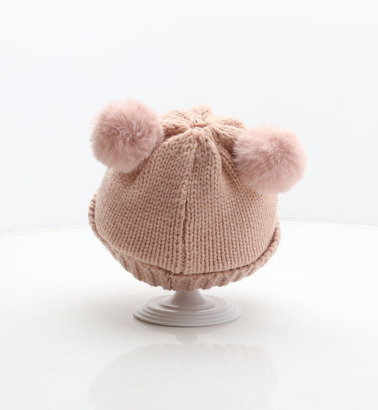 George Girls Pink Acrylic Bobble Hat One Size - Unicorn design