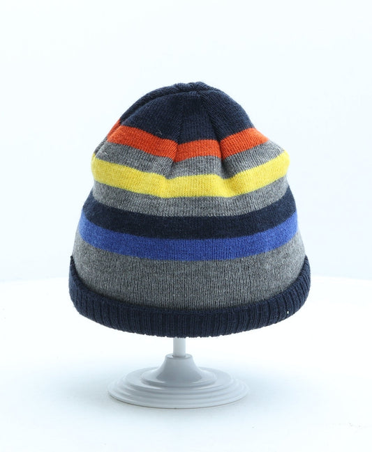 George Boys Multicoloured Striped Acrylic Beanie One Size