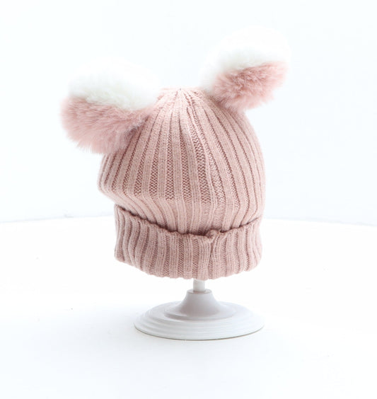 Preworn Girls Pink Viscose Bobble Hat One Size