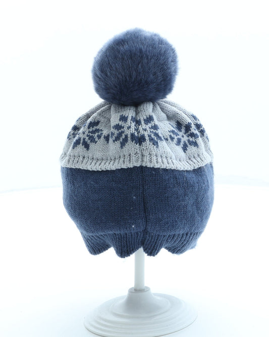 George Boys Blue Acrylic Bobble Hat One Size - Penguin