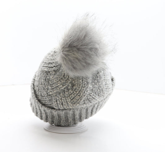 Preworn Girls Grey Acrylic Bobble Hat One Size