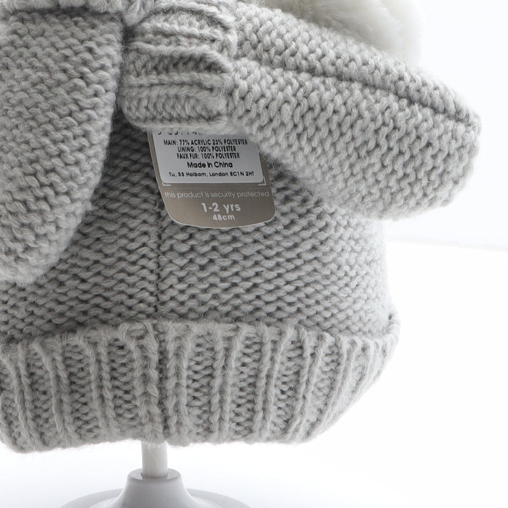 Preworn Girls Green Geometric Acrylic Bobble Hat One Size - Owl