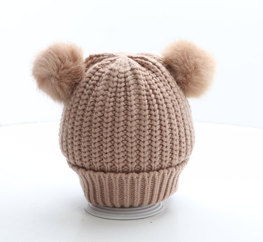 Preworn Girls Pink Acrylic Bobble Hat One Size