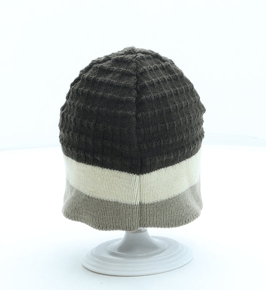 George Boys Brown Striped Acrylic Beanie One Size