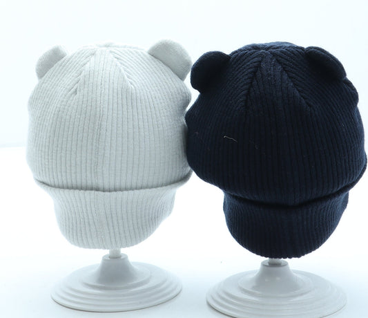 George Boys Blue Polyester Beanie One Size - Bear ears