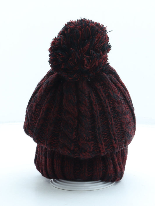 George Womens Red Acrylic Bobble Hat One Size - Pom Pom