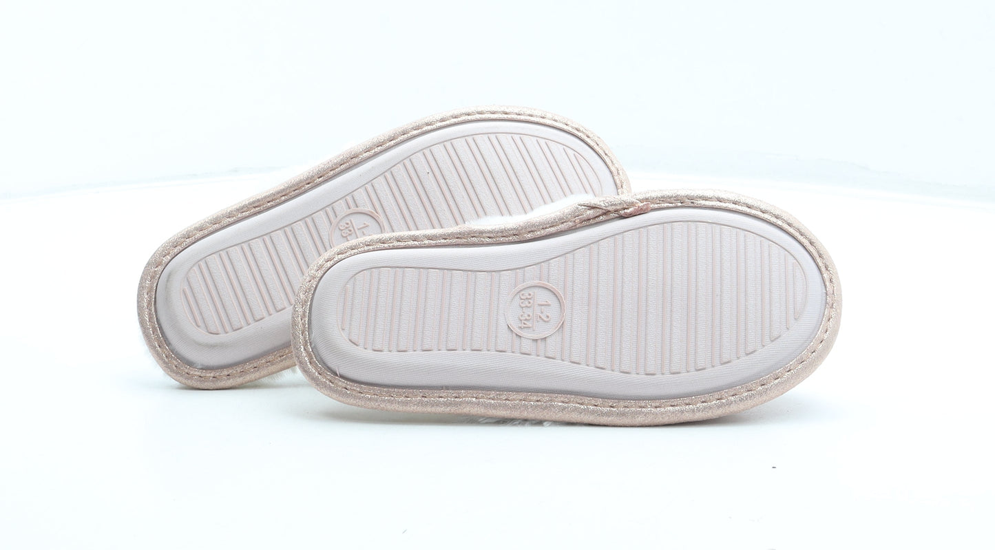 F&F Girls Pink Synthetic Slip On Slipper UK 1