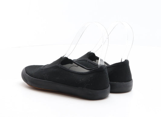 Preworn Girls Black Fabric Slip On Flat UK 1