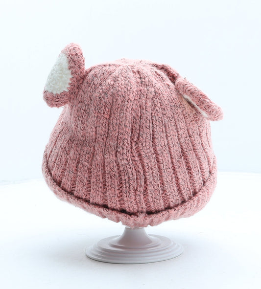 Preworn Girls Pink Acrylic Beanie One Size - Mouse