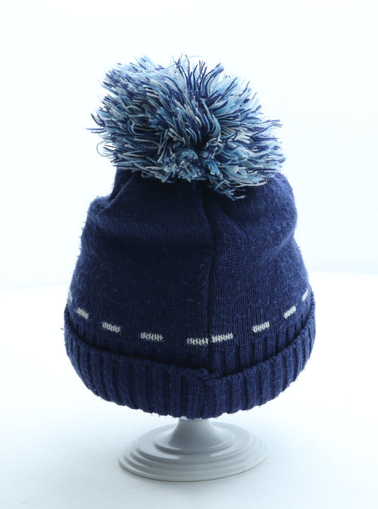 George Boys Blue Geometric Acrylic Bobble Hat Size S - Traffic