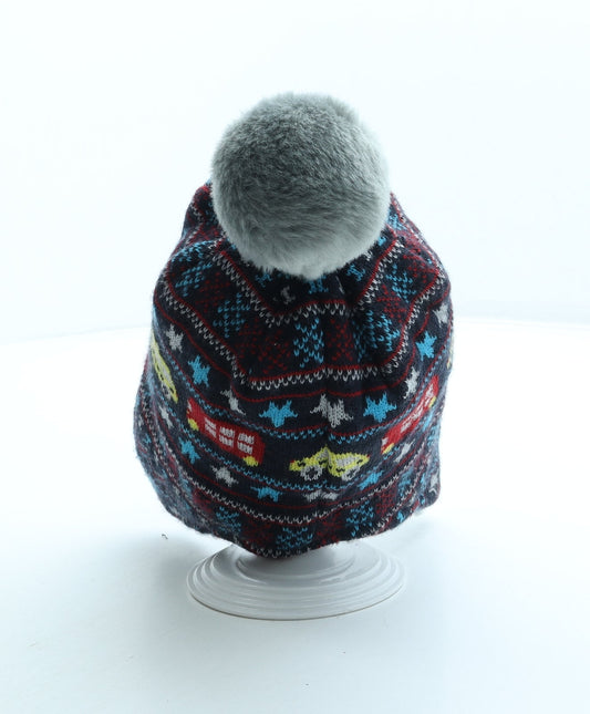 George Boys Multicoloured Fair Isle Acrylic Bonnet Size S - Traffic Pom Pom