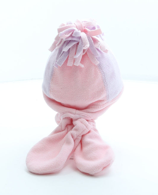 Primark Girls Pink Polyester Bonnet One Size - Baby Pom Pom