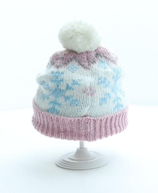 Disney Girls Multicoloured Fair Isle Acrylic Bobble Hat Size S - Frozen