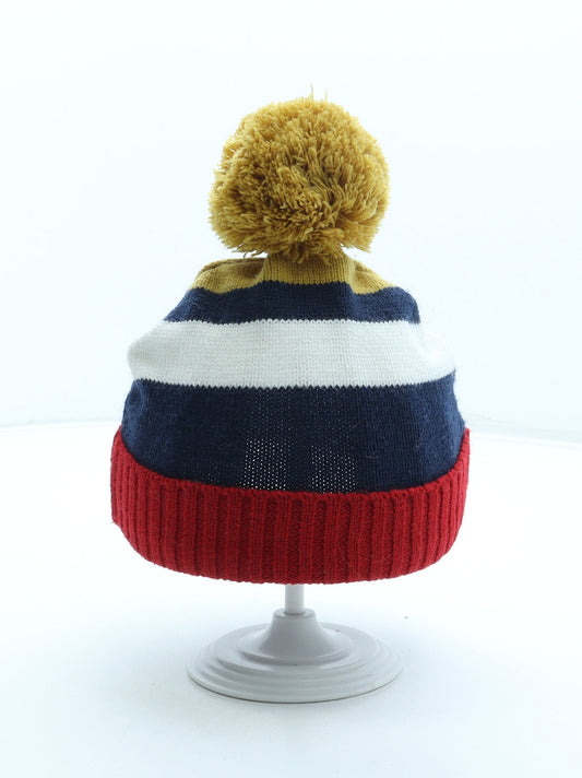 F&F Boys Multicoloured Striped Acrylic Bobble Hat Size S