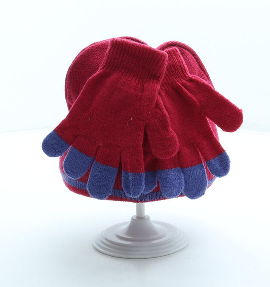Preworn Girls Pink Acrylic Beanie One Size - Heart