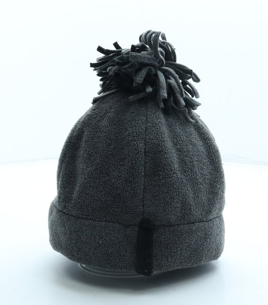 Preworn Mens Grey Polyester Beanie One Size - Pom Pom