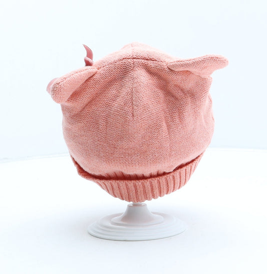 Preworn Girls Pink Acrylic Beanie One Size - Bear