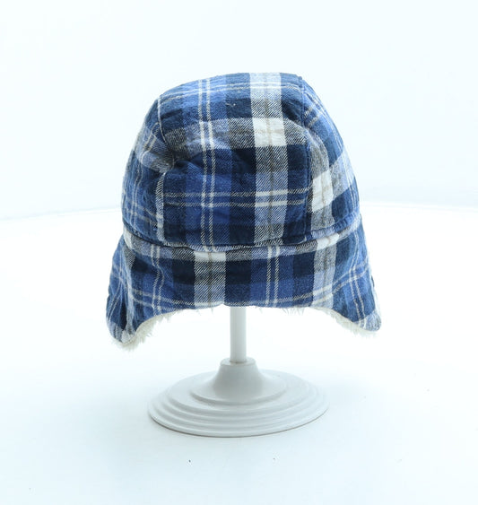 George Boys Blue Plaid Polyester Trapper Hat Size S