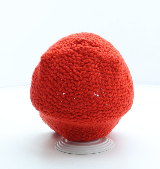 Preworn Girls Red Acrylic Bonnet Size S - Flower detail